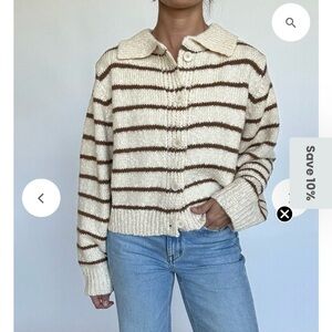 Striped Cream and Brown Women's Sweater